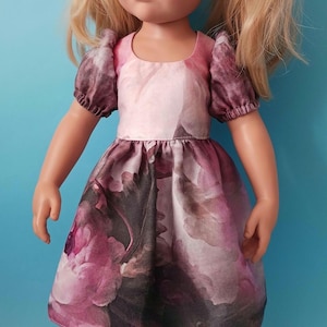 A multi-colored satin dress  for Gotz doll 18&quot;/50 cm and similar dolls.
