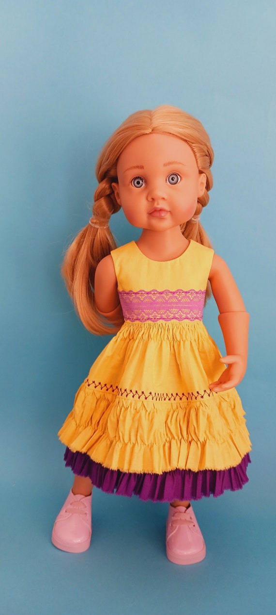 Yellow Dress With Pleated Ruffles and Sleeveless Lace for Gotz Little Kidz  Doll 36 Cm Doll - Etsy