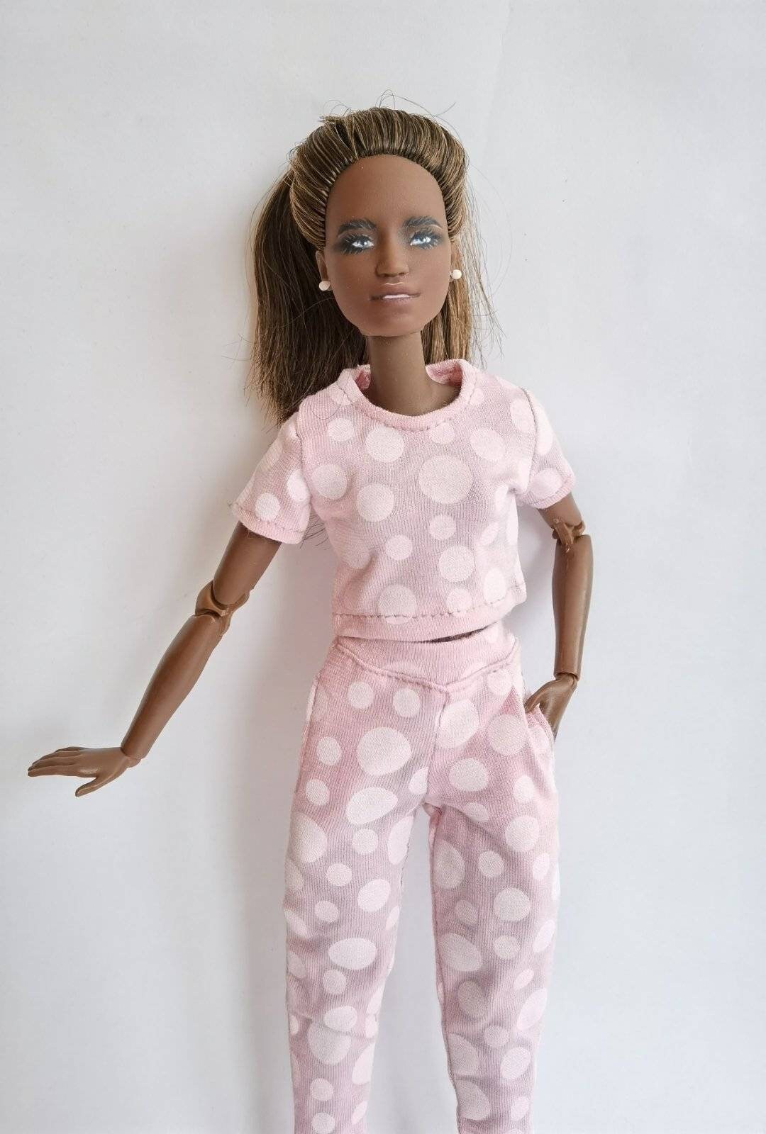 Pink blouse and pants set with real pockets for 12''/1:6/MTM doll