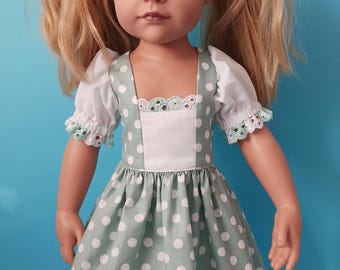 Green dress with white dots for Gotz doll 18"/50 cm and similar dolls.
