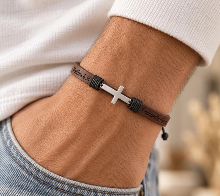 Engraved Cross Bracelet - Etsy