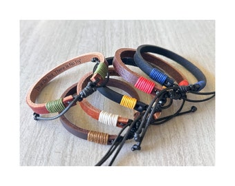 Hidden Message Accessories for Men Leather Jewelry Mens Leather Bracelet Personalized Gift For Men Engraved Jewelry Unique Men Gifts for Man