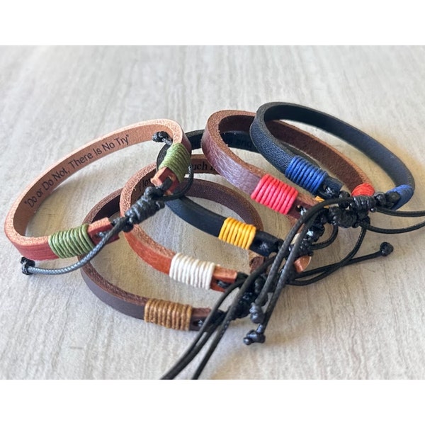 Personalized Hidden Message Leather Bracelet-Minimalist Adjustable Engraved Bracelet- Personalized Unisex Friendship Leather Bracelet