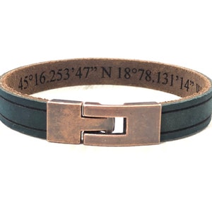 Pulseras grabadas personalizadas para hombres, regalos de Navidad para esposo, pulsera de cuero genuino personalizada, mensaje secreto, regalos de joyería para padre