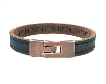 Personalized Engraved Bracelets for Men Christmas Gifts for Husband Customized Genuine Leather Bracelet Secret Message Father Jewelry Gifts