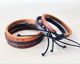 Gifts for All Secret Message Bracelet Personalized  Engraved Gifts for the Whole Family Bracelet for Her/His Unisex Custom Leather Bracelet