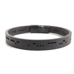 Morse Code Leather Bracelet Personalized Secret Message Leather Bracelet Custom  Engraved Gift for Men & Women Unisex Morse Code Bracelet