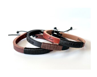 Mens Leather Bracelet Engraved Leather Bracelet Personalized Leather Gift For Men Adjustable Cuff for Men Engraved Bracelet for Him Men Cuff