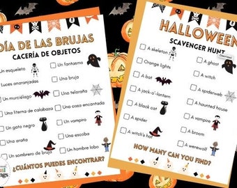 Búsqueda del tesoro de Halloween en español e inglés