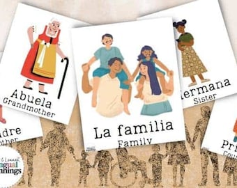 Family Words in Spanish Bilingual Flashcards