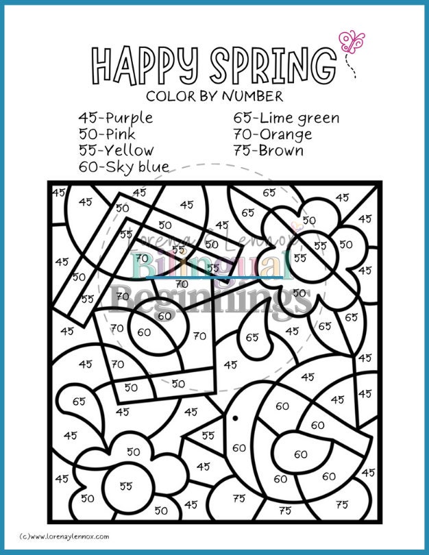 Spring Color by Number Printables - Fun for All Ages! - Etsy
