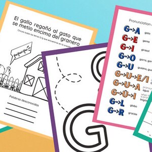 Actividades imprimibles de la letra G en español para niños