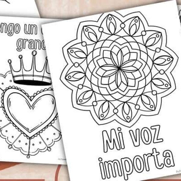 9 Positive Affirmations Coloring Pages for Kids in Spanish