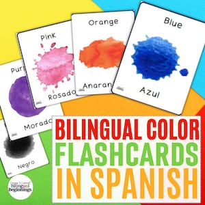 13 Bilingual Spanish<>English Color Flashcards in Spanish