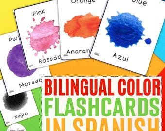 13 Bilingual Spanish<>English Color Flashcards in Spanish