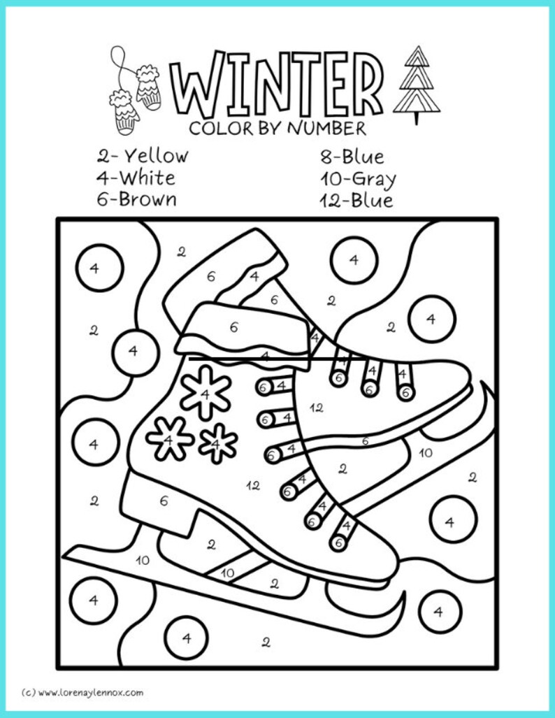Winter Color by Number Printables - Etsy