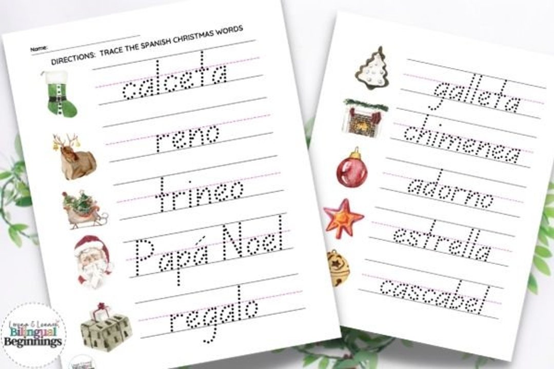 Christmas Word Tracing Worksheets in Spanish - Etsy christmas-word-tracing-worksheets-in-spanish-etsy