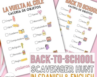 Back-to-School Scavenger Hunt in Spanish and English