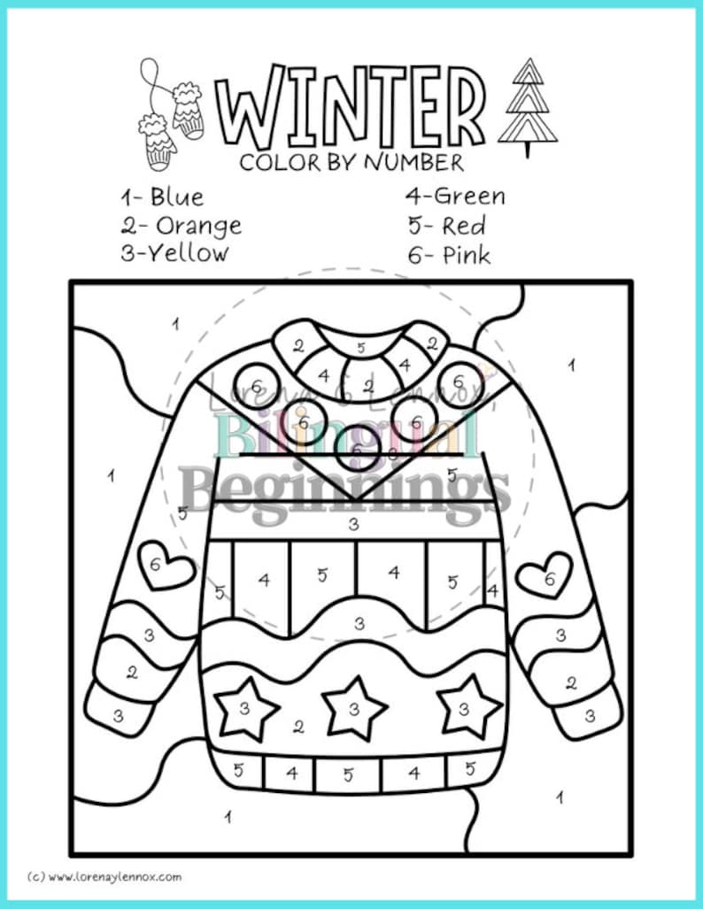 Winter Color by Number Printables - Etsy