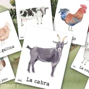 Tarjetas didácticas de animales de granja en español