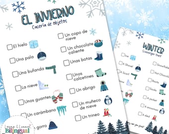 Winter Scavenger Hunt in Spanish and English