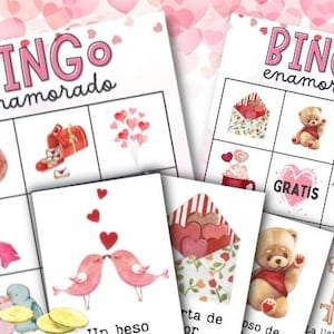 Juego de Bingo de San Valentín en español para niños