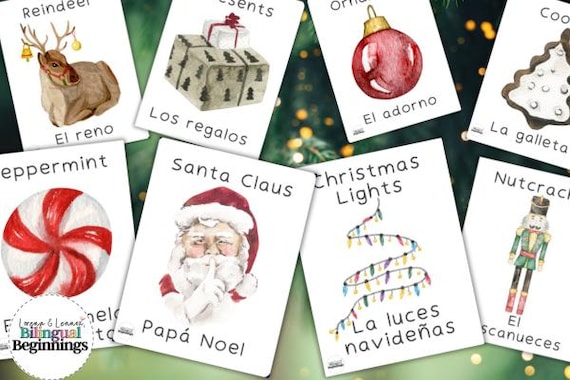 32 Bilingual Christmas Flashcards in Spanish