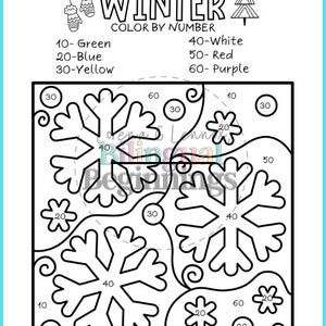 Winter Color by Number Printables - Etsy