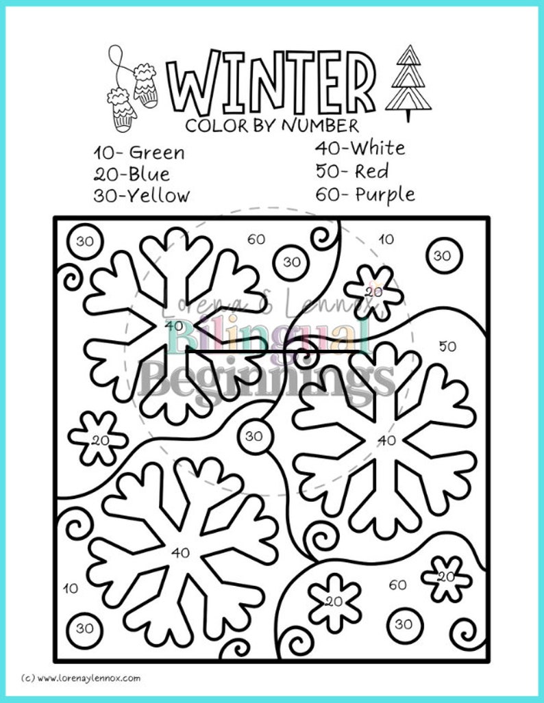 Winter Color by Number Printables - Etsy