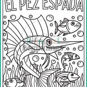 10 Ocean Animals Coloring Pages in Spanish - Etsy