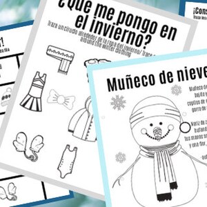 Winter Printable Workbook in Spanish for Preschoolers