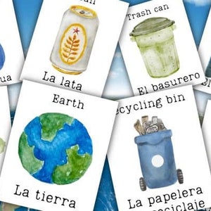 23 Flashcards bilingües del Día de la Tierra en español e inglés