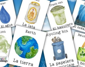 23 Bilingual Earth Day Flashcards in Spanish and English