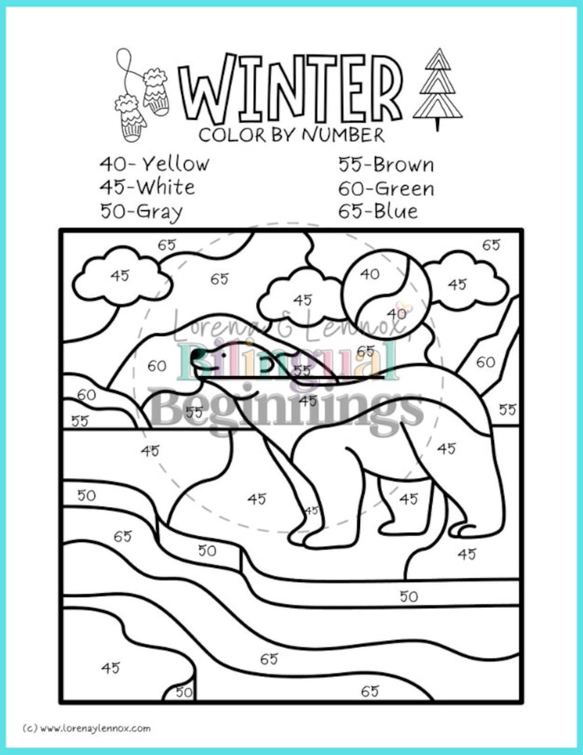 Winter Color by Number Printables - Etsy