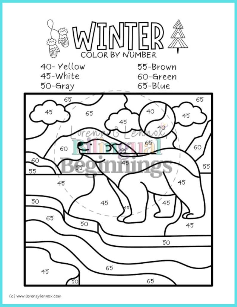 Winter Color by Number Printables - Etsy