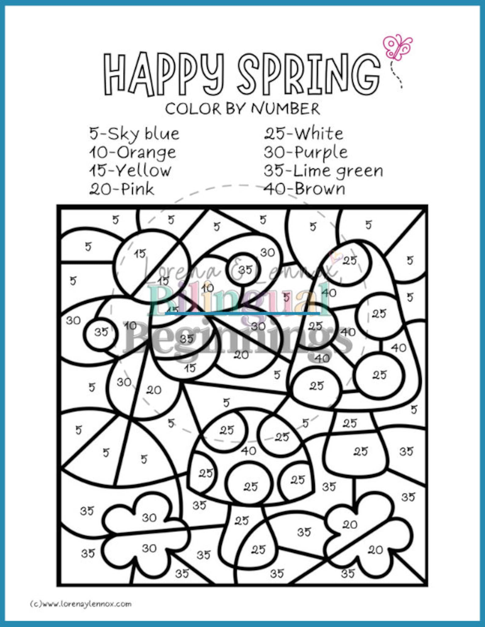 Spring Color by Number Printables - Fun for All Ages! - Etsy