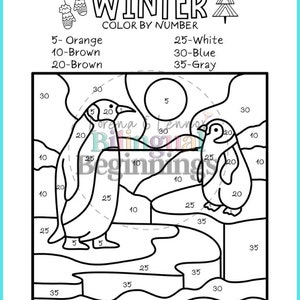 Winter Color by Number Printables - Etsy