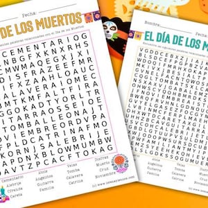 Sopa de letras del Día de los Muertos en español