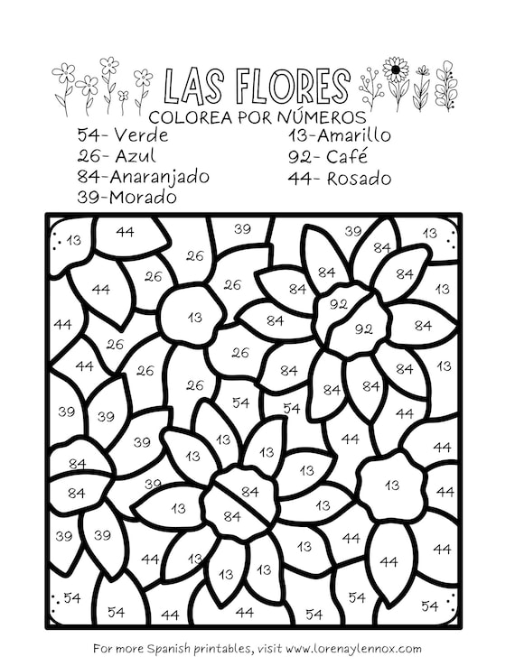 Color By Number Flower Coloring Pages