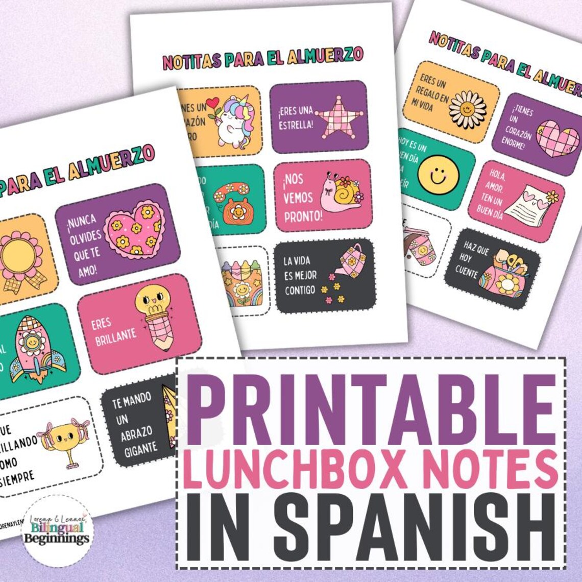 30 Lunchbox Notes (notitas Para El Almuerzo) in Spanish - Etsy
