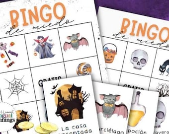 Printable Halloween Bingo Cards in Spanish for Kids