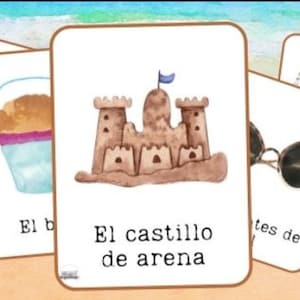Beach Vocabulary Flashcards in Spanish