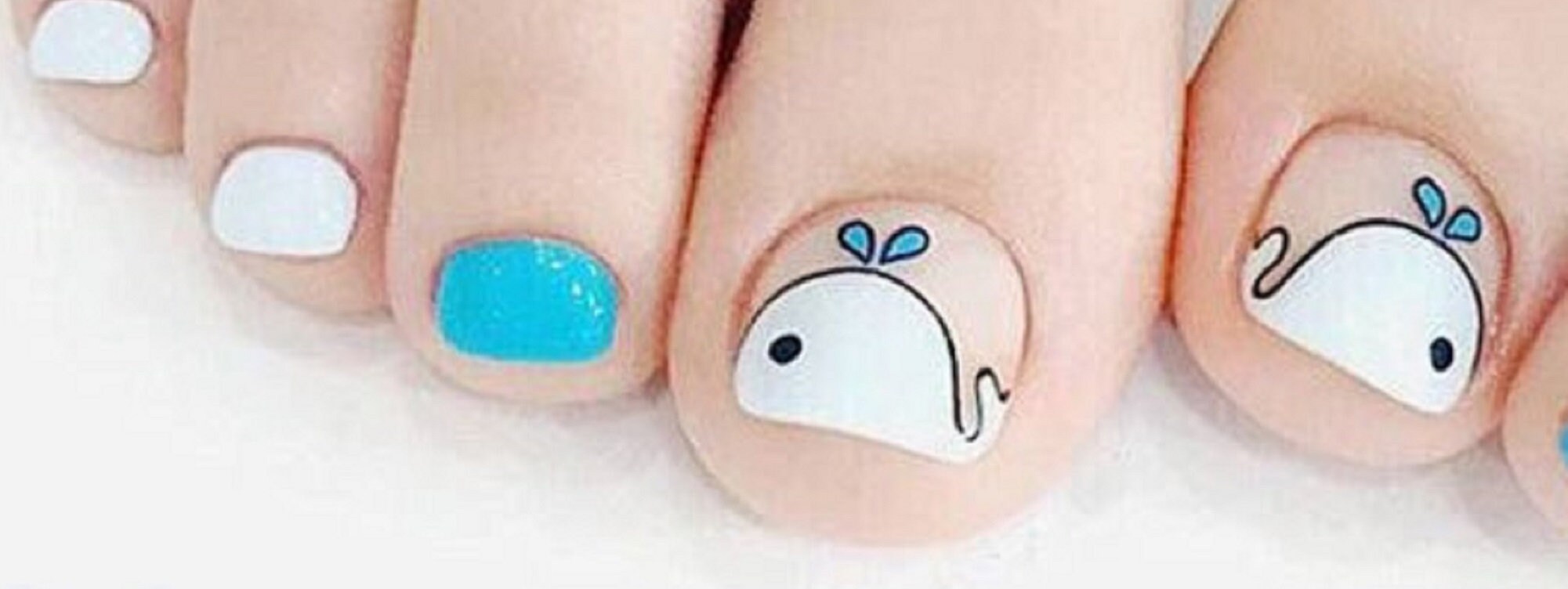 22pcs Whale Blue and White Toe Nail Wraps ~ Toenail Self-adhesive