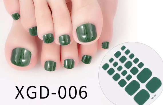 22pcs Dark Hunter Green Toe Nail Wraps ~ Toenail Self-adhesive