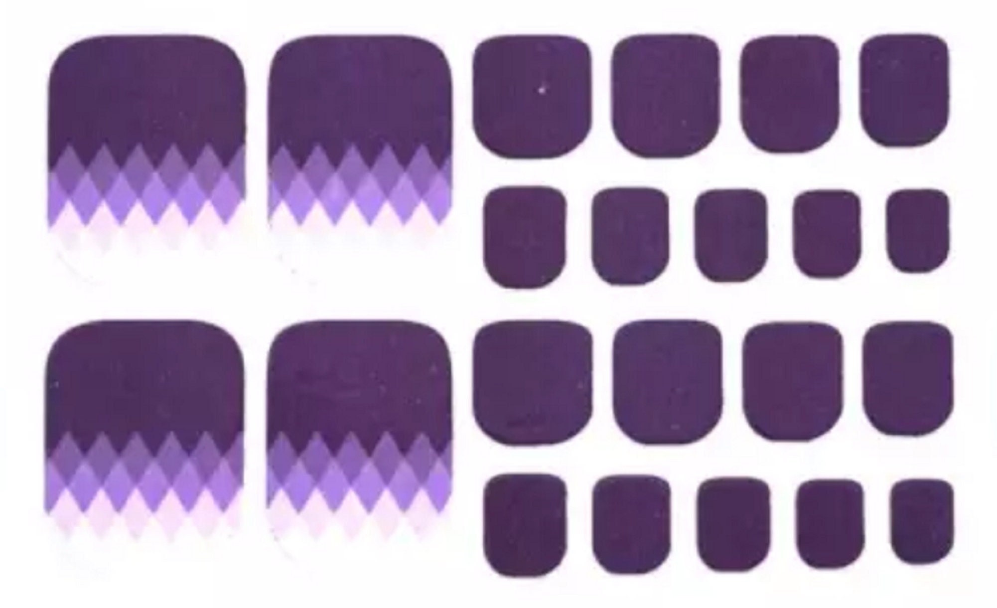 22pcs PURPLE Shaded TRIANGLES Toe Nail Wraps Toenail Self-adhesive