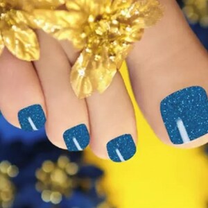 22pcs METALLIC Blue GLITTER Toe Nail Wraps ~ Toenail Self-adhesive