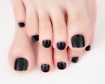 22pcs Black Toe Nail Wraps ~  Toenail Self-Adhesive Express Manicure Nail Stickers & FREE Shipping! (XGD001)