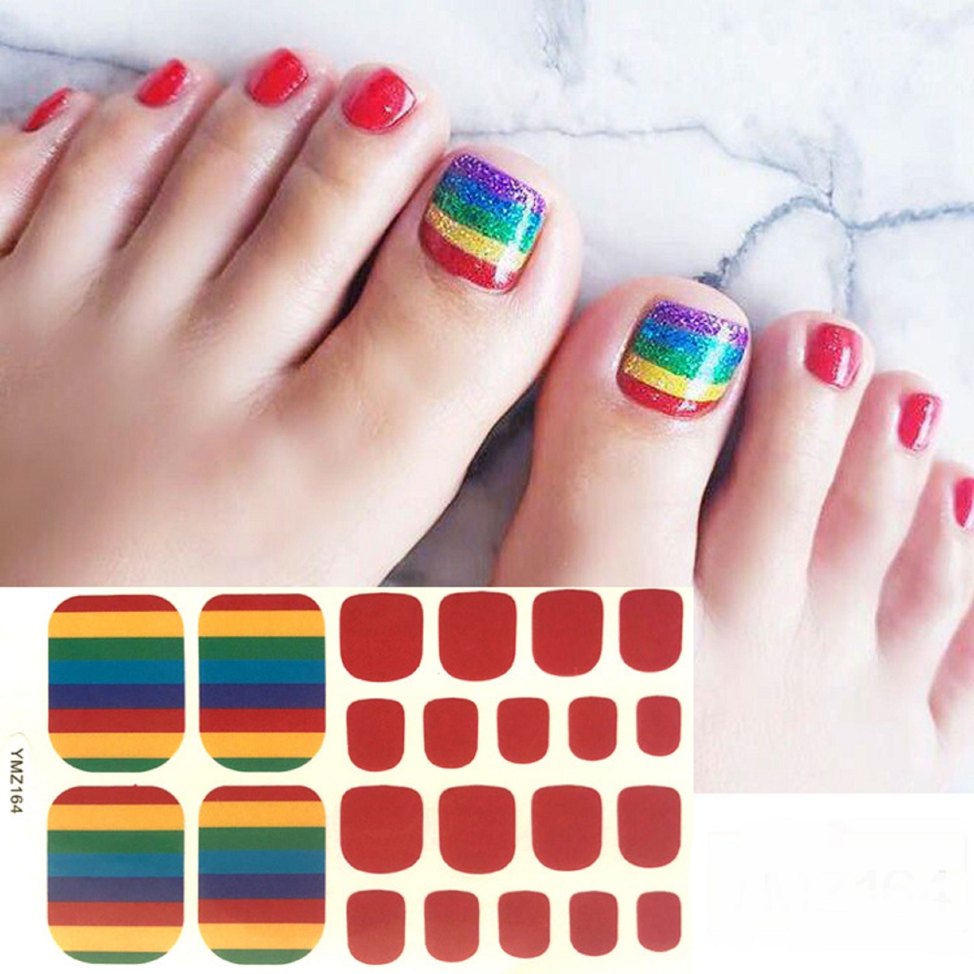 パンツ nail 22pcs RED Big WHITE Flower Daisy Toe Nail Wraps ~ Toenail