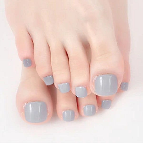 22pcs Light Gray Blue Toe Nail Wraps ~ Toenail Self-Adhesive Express Manicure Nail Stickers & FREE Shipping! (XGD012)