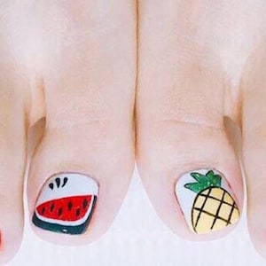 22pcs Pineapple and Watermelon Fruit Toe Nail Wraps ~  Toenail Self-Adhesive Express Manicure Nail Stickers   (YMZ019)